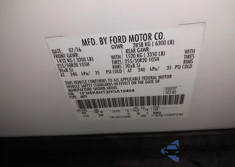 2017 Ford Explorer Platinum from USA, damaged, VIN 1FM5K8HT2HGA19404